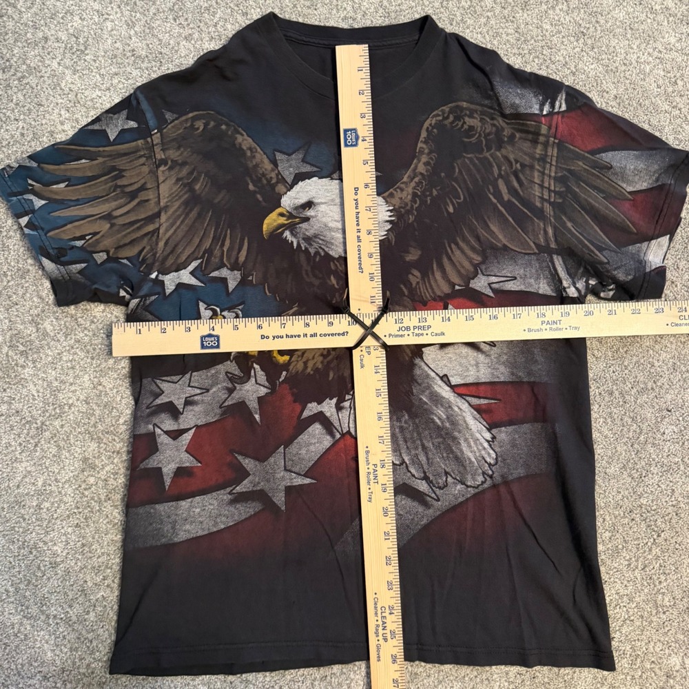 Liquid Blue Bald Eagle American Flag Graphic T-Shirt Mens Large Black Patriotic - Picture 6 of 6